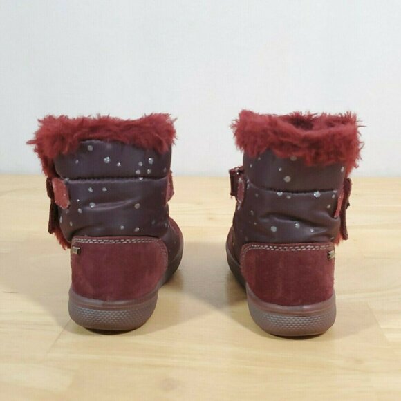 Primigi Maroon Rhinestone Faux Fur Boots Sz 24 - Picture 4 of 6